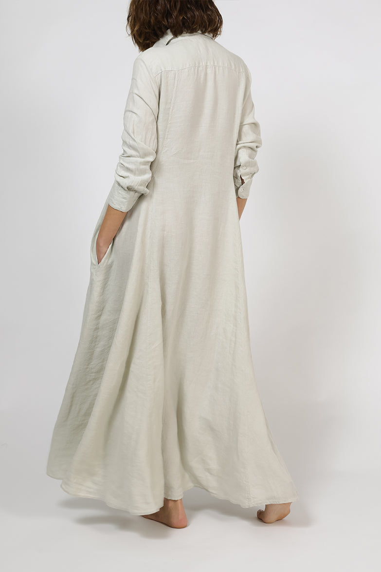Beige long linen dress
