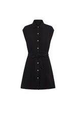 Black linen short dress