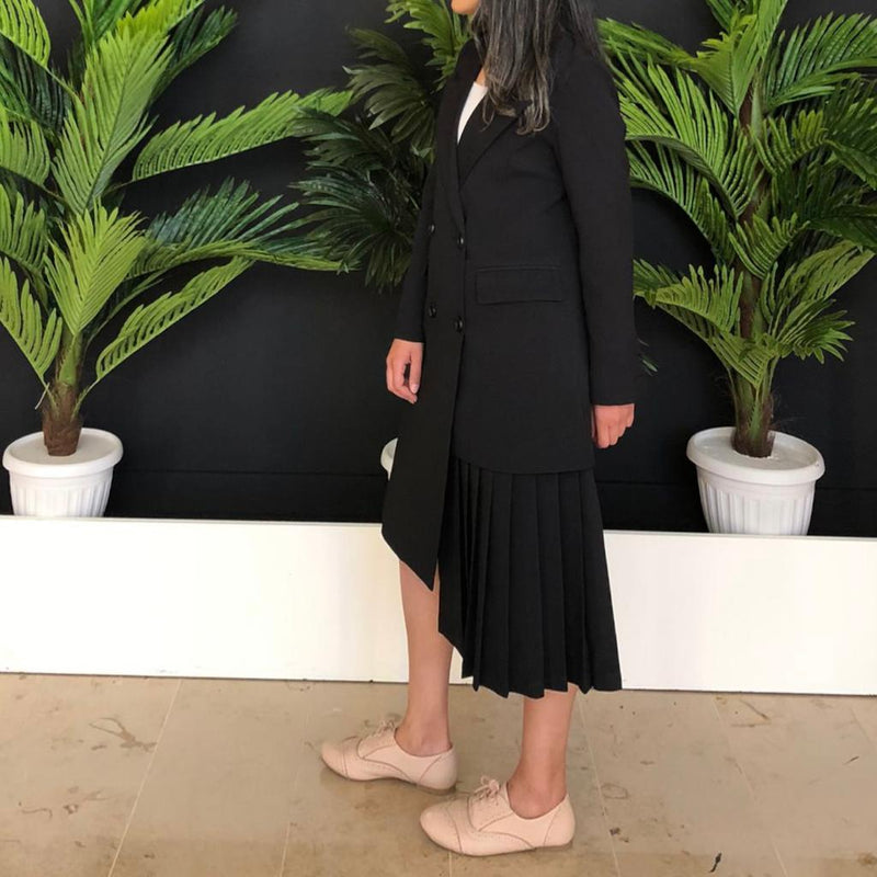 Pleated blazer dress