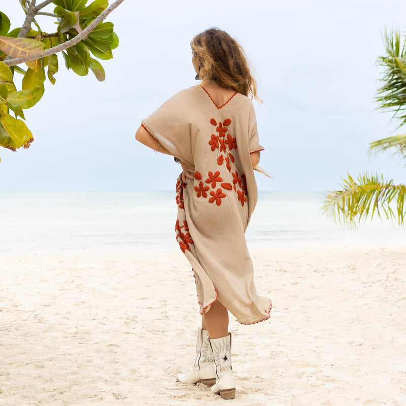 Terracotta embroidery dress