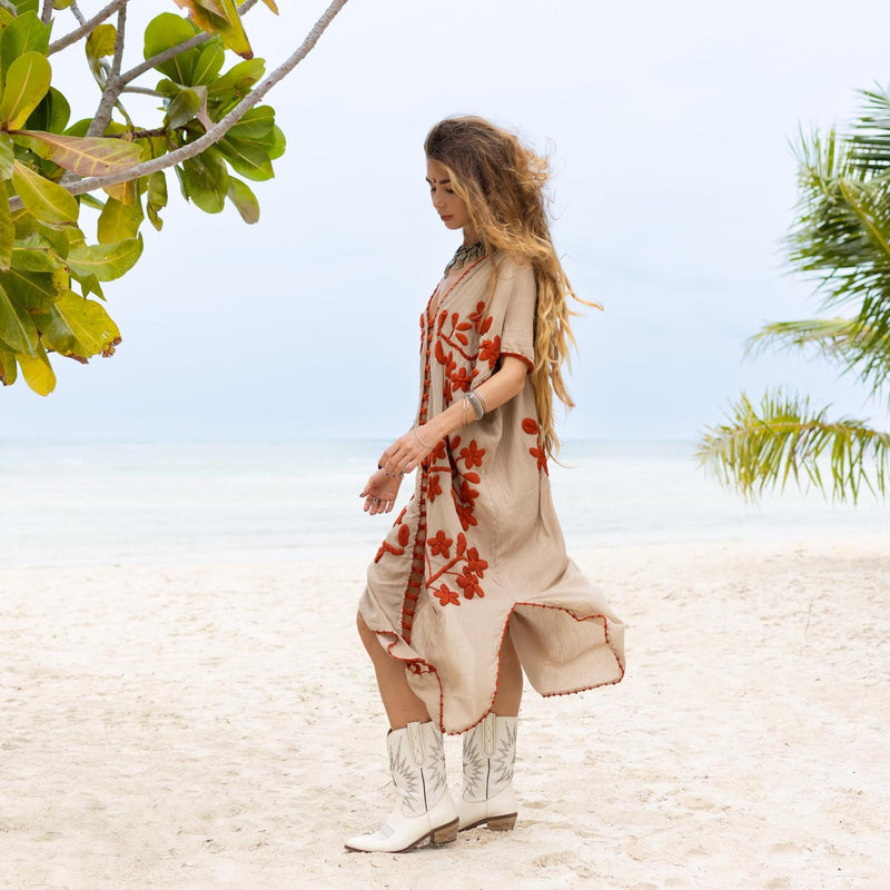 Terracotta embroidery dress
