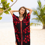 Red embroidery Black dress