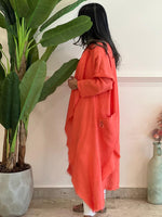 Asymmetric Coral linen cardigan