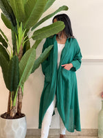 green linen cardigan