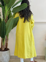 Yellow linen cardigan with pockets