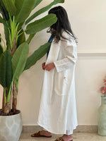 White linen cardigan with pockets
