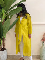 Yellow  belted linen cardigan