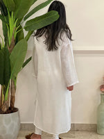 White belted linen cardigan