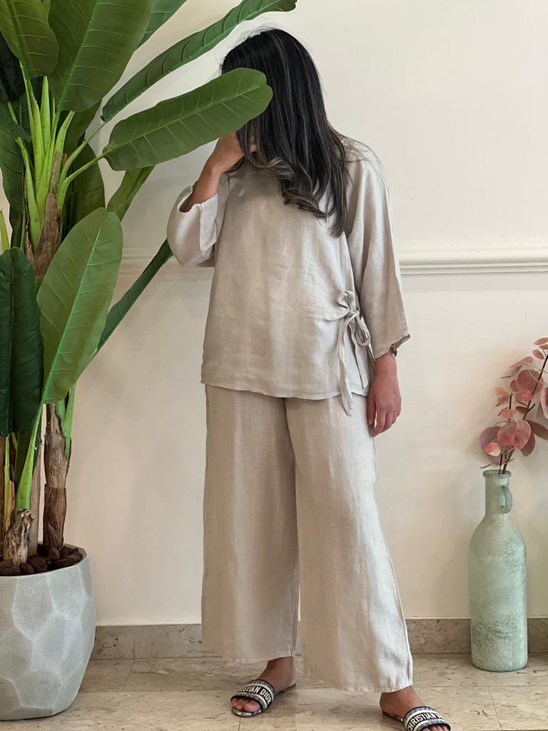 Beige linen set