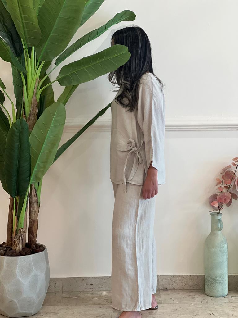 Beige linen set