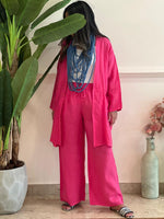 Pink linen open set