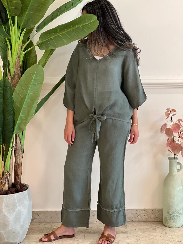 Olive linen set