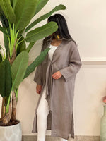 Beige belted linen cardigan