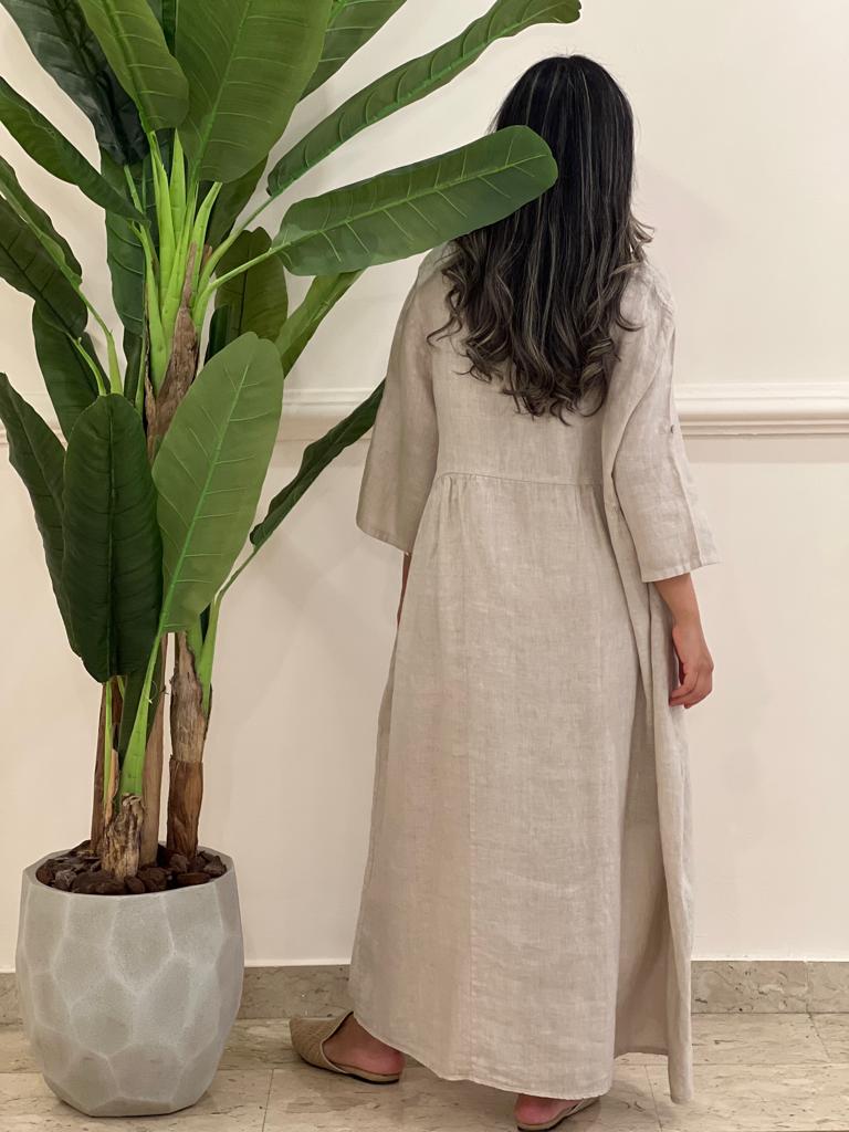 Linen dress with pockets (available in colours)