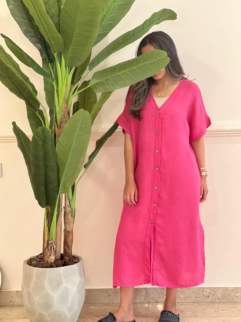 Linen midi dress (available in colours)