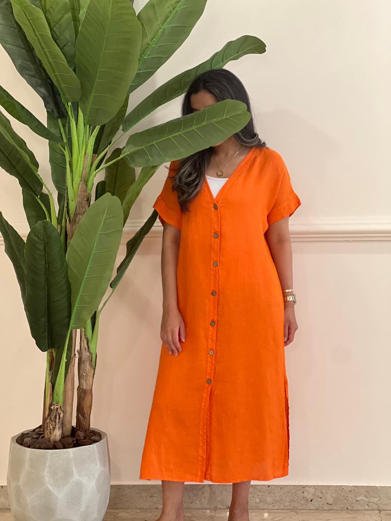 Linen midi dress (available in colours)