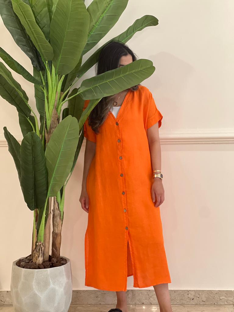 Linen midi dress (available in colours)