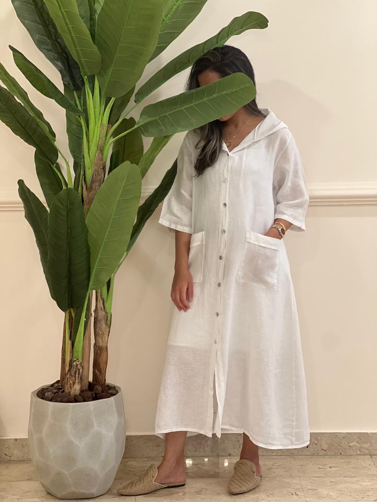 Hooded Linen dress