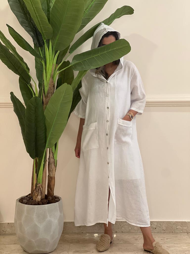 Hooded Linen dress