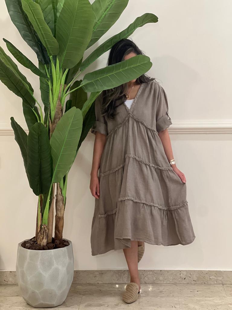 Linen midi dress (available in colours)