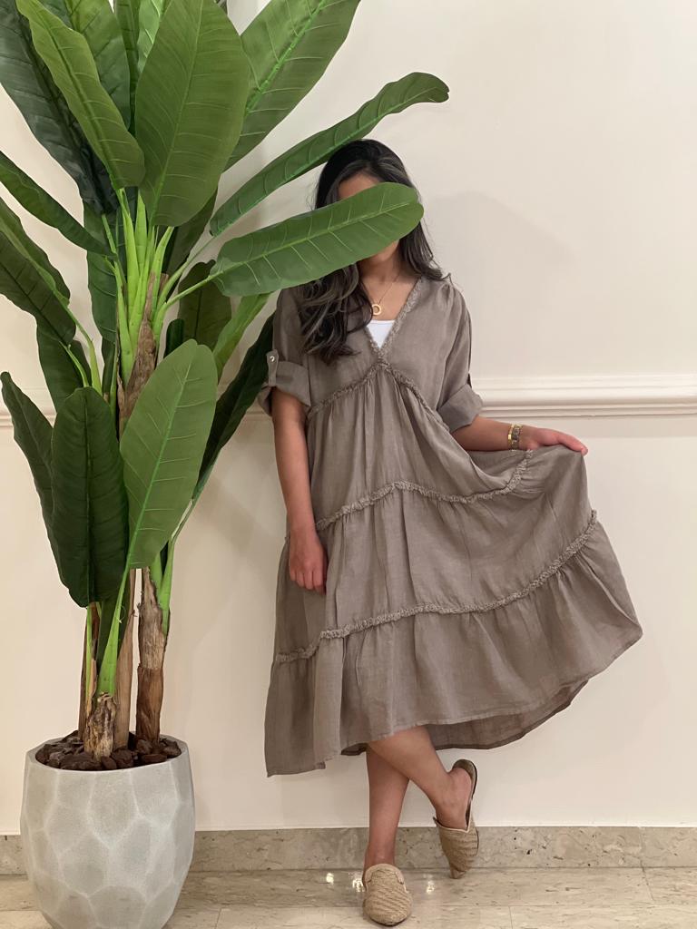 Linen midi dress (available in colours)
