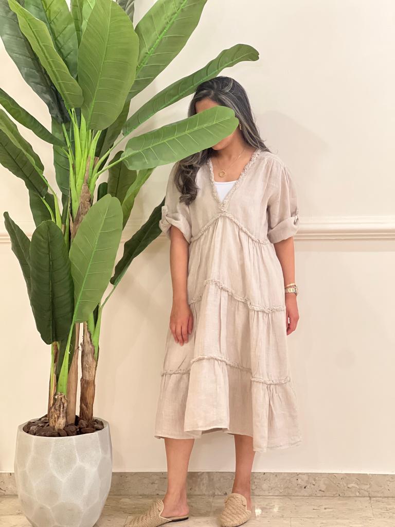 Linen midi dress (available in colours)