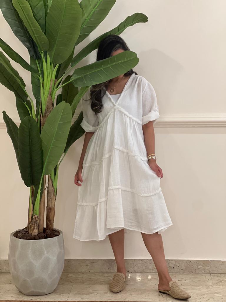 Linen midi dress (available in colours)