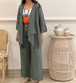 Cardigan linen top with pants (Available in colours)