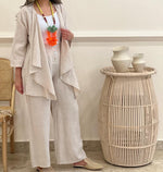 Cardigan linen top with pants (Available in colours)