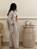 Cardigan linen top with pants (Available in colours)