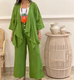 Cardigan linen top with pants (Available in colours)