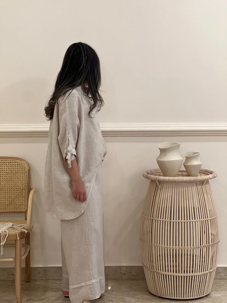 linen top with wide legs pants (Available in colours)