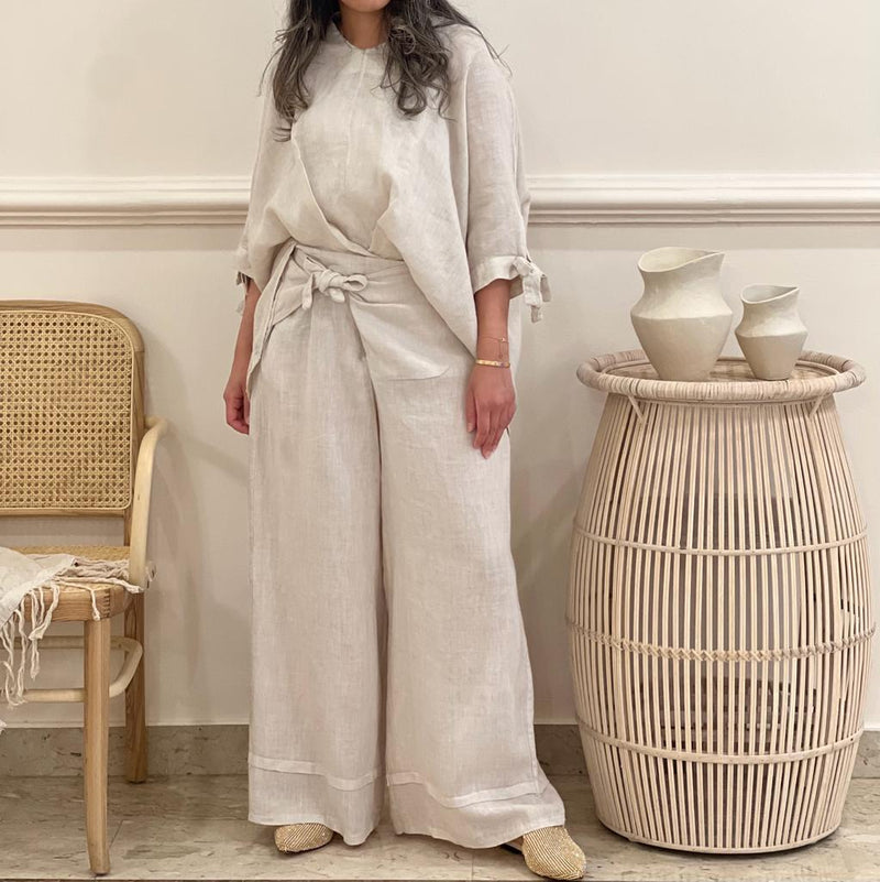 linen top with wide legs pants (Available in colours)