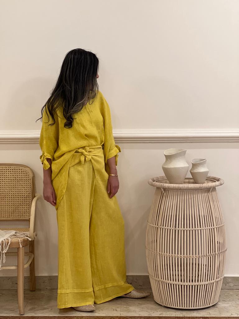 linen top with wide legs pants (Available in colours)