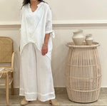 linen top with wide legs pants (Available in colours)