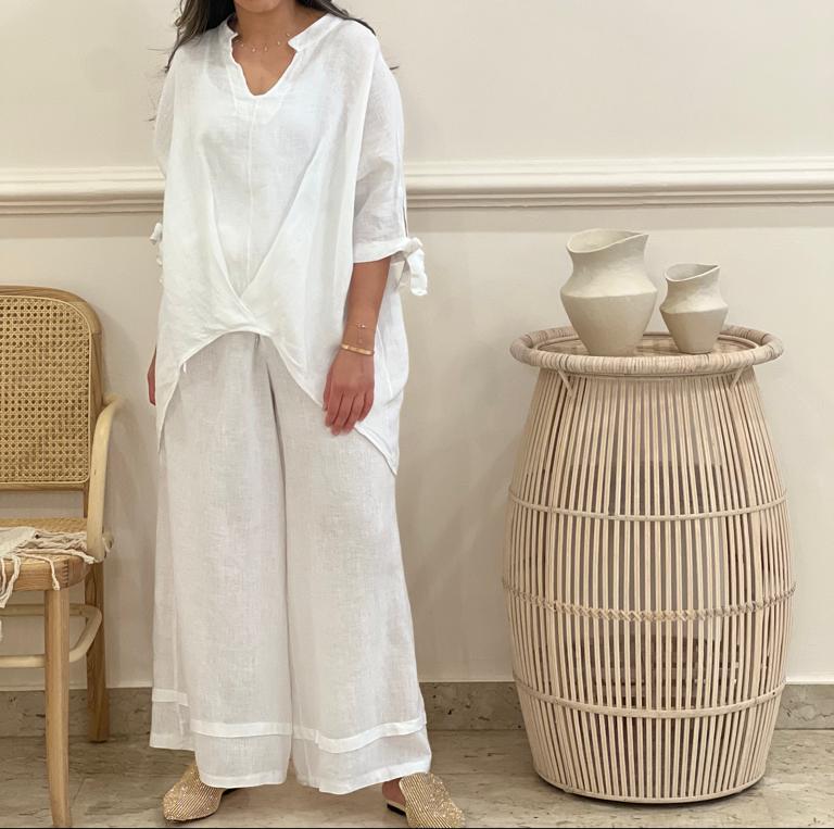 linen top with wide legs pants (Available in colours)