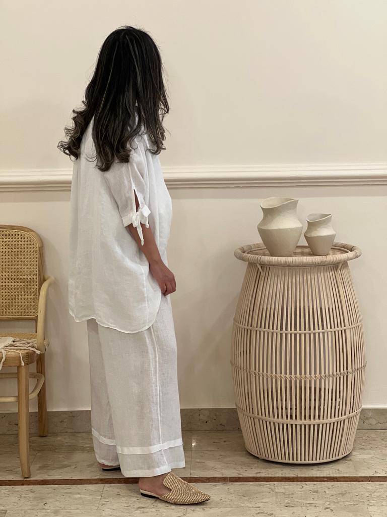 linen top with wide legs pants (Available in colours)