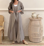 Linen wrap top with sleeveless dress (available in colours)
