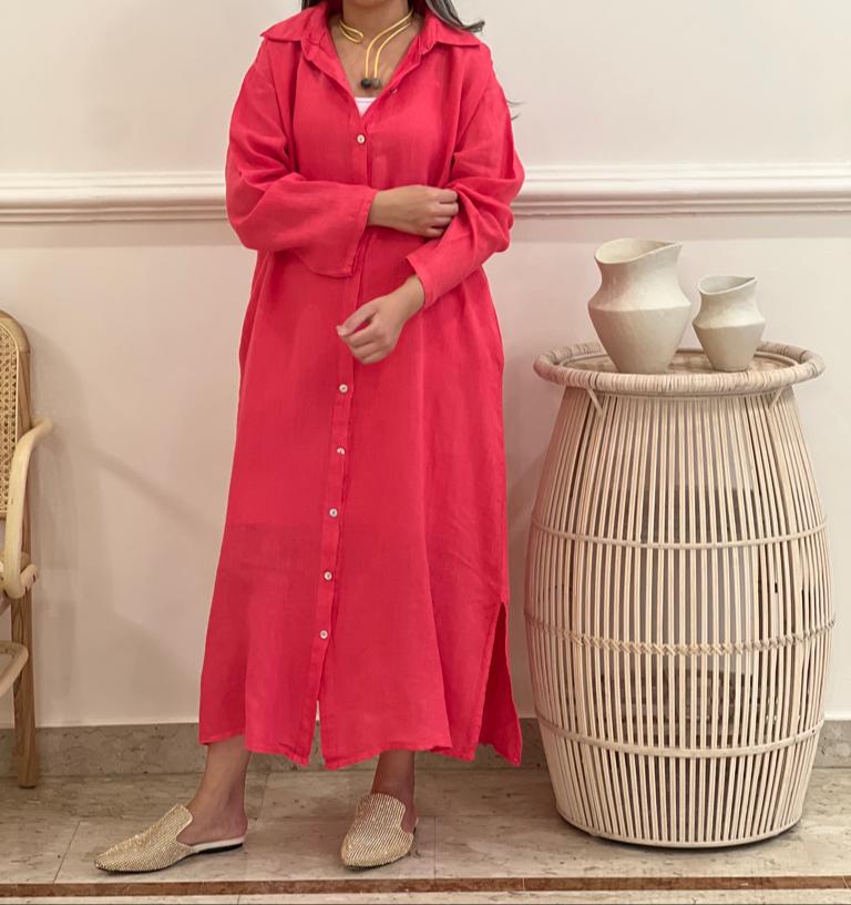 Linen shirt dress (available in colours)