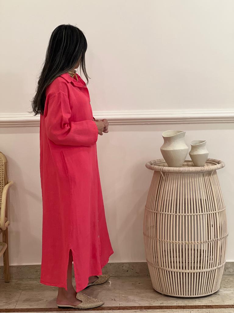 Linen shirt dress (available in colours)