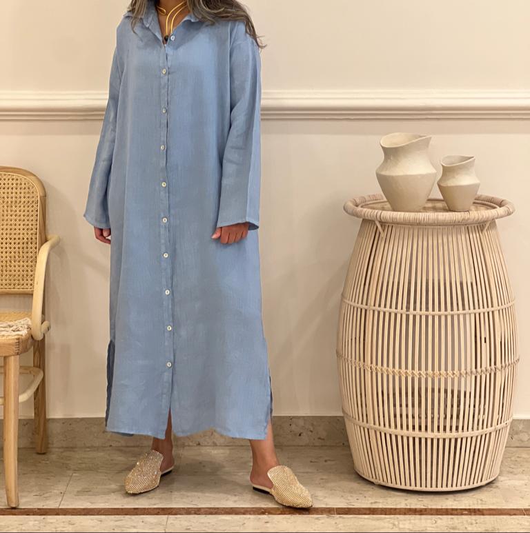 Linen shirt dress (available in colours)