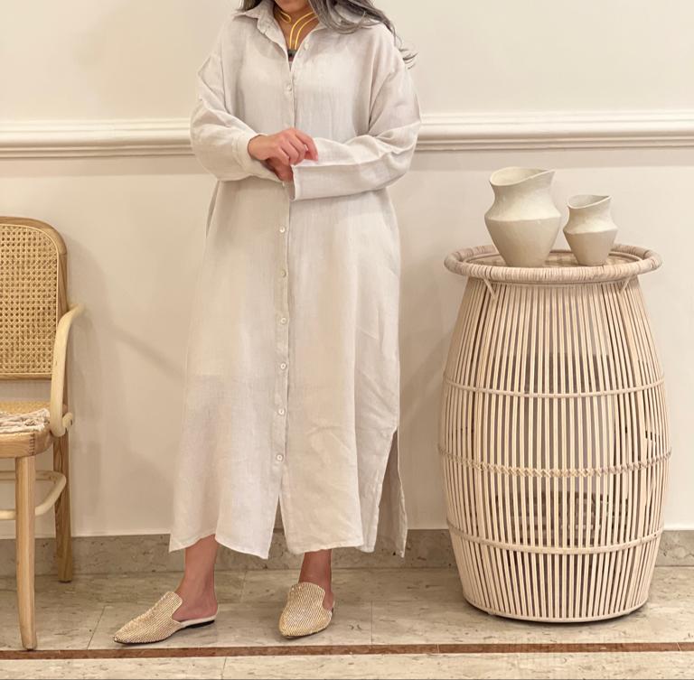 Linen shirt dress (available in colours)