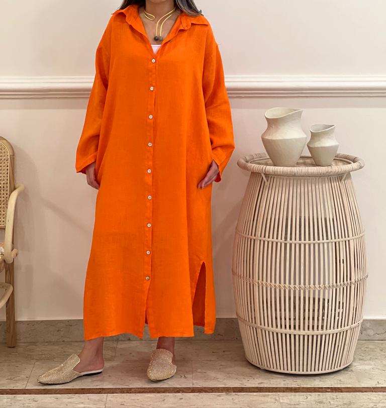 Linen shirt dress (available in colours)