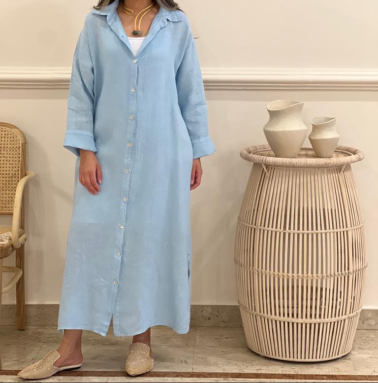 Linen shirt dress (available in colours)