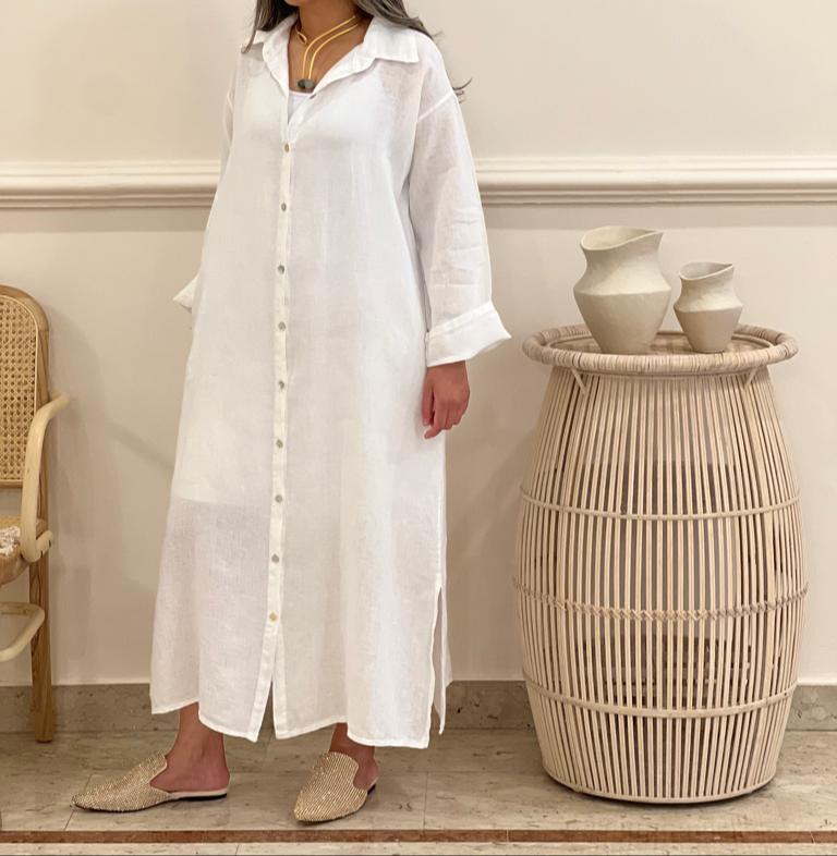 Linen shirt dress (available in colours)