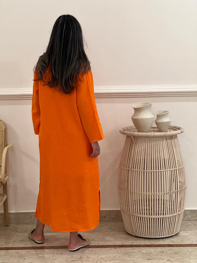 Two pockets Linen shirt dress (available in colours)
