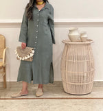 One pocket Linen midi shirt dress (available in colours)