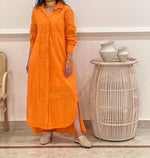 Cotton perforated shirt dress (available in colours)