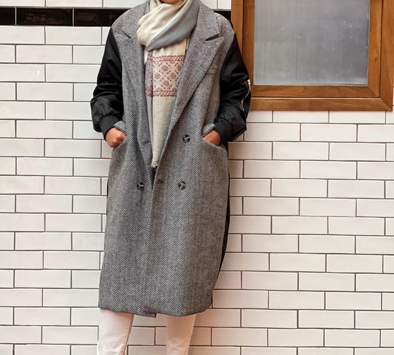 Grey with black jacket