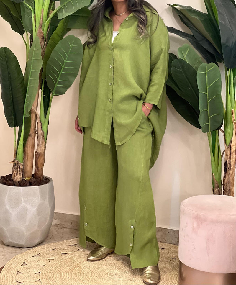 Green linen set